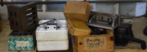 Machine vices, angle plate etc