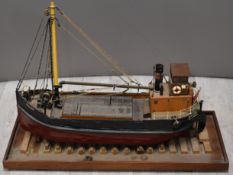 Scratch built model Clyde Puffer or similar ship 'Sealight', overall length on base 68cm