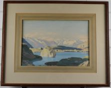 Charles March Gere (1869-1957) watercolour, script verso Lake In The Alps, signed with monogram