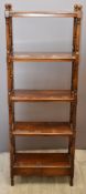 Mahogany what not with five shelves and single drawer to base, W 56 x D 26 x H 160cm