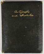 WW1 era autograph and sketch book including dog silhouette, Oriental sketches, one moving example of