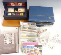 Approximately 75 early GB presentation packs, mostly with additional stamps, either singles, pairs