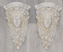 Pair of plaster wall brackets, H27cm