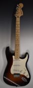 Squire Standard Series Stratocaster electric guitar by Fender in antiqued sunburst finish, in a soft
