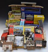 A large collection of 00 gauge model railway accessories to include kits, track side accessories,