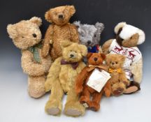 Seven various Teddy bears including Deans Rag Book, Deans Carnival Bears, Russ etc, some limited
