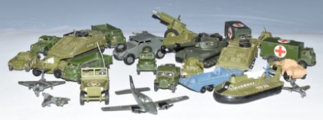 Twenty-eight Dinky diecast model military vehicles including SNR6 Hovercraft, Alvis Striker tank and