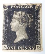 Penny Black, ND. Plate 5. Three clear margins. Plating detail provided by vendor