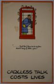 Fougasse (Cyril Kenneth Bird 1887-1965) original WW2 propaganda poster Careless Talk Costs Lives,