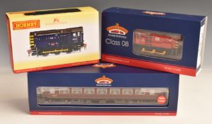 Four Bachmann and Hornby 00 gauge model railway locomotives and coaches comprising two 0-6-0 Class