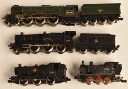 Four Graham Farish and similar N gauge model railway locomotives including Leckhampton Hall.
