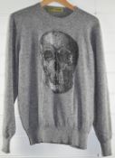 Damien Hirst designed Libertine, Johnson Hartig and Cindy Greene grey jumper with sequinned skull