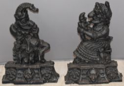 Pair of cast iron Punch and Judy doorstops, probably 19thC, H 35cm
