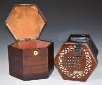 Charles Wheatstone and Co English concertina with 56 metal buttons, four fold bellows and rosewood