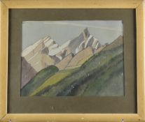 Theodore Howard Somervell, OBE, FRCS (British 1890-1975) watercolour of a mountain range with