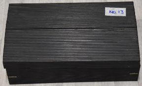 Eastern writing slope with carved ribbed decoration and inlaid interior, l41cm