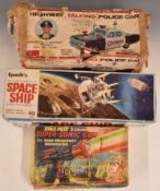 Three vintage children's toys comprising Merit Space Pilot Super-Sonic Gun, Epoch's Spaceship and