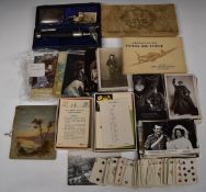 Hallmarked silver cigarette case, vintage medical cased Otoscope, two boxed Dainty party games,