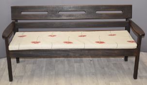 Arts & Crafts style oak bench, L156cm