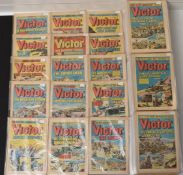 Approximately two hundred issues of 'The Victor' action and adventure comic 1961-1975.