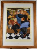 Beryl Cook signed print Shall We Dance, with gallery blind stamp lower left, 56 x 40cm, in modern
