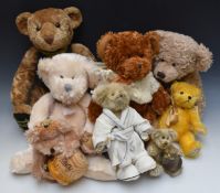 Eight various Teddy bears including Deans Rag Book, Harrods, Russ etc, some limited edition, largest