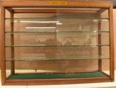 Vintage Dinky Toys shop display or retail cabinet with name to both sides, glass shelves and sliding