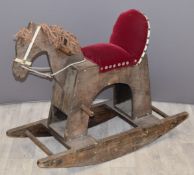 A pine rocking horse, H69cm