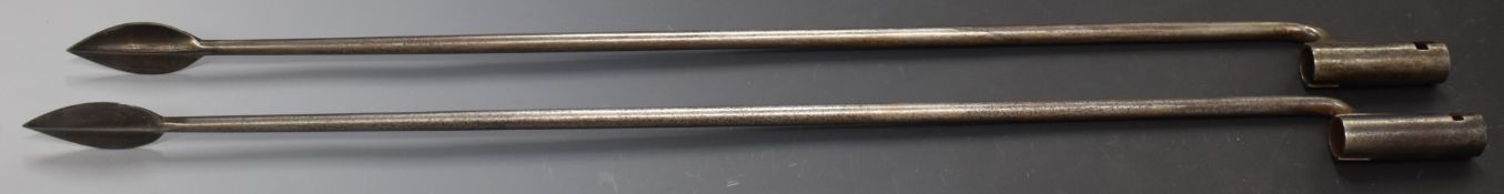Two replica socket spear bayonets for the 1785 pattern Crespi system Egg breech loader carbine,