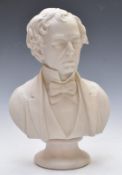 Parianware bust of Disraeli by Adams and Co, modelled by E W Wyon, H36cm