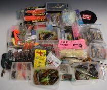 Soft plastic fishing lures, many unused in unopened original packaging, suitable for game, coarse or
