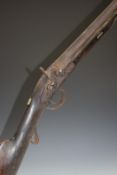 Percussion hammer action sporting gun indistinctly named to the lock possibly North Winton, with