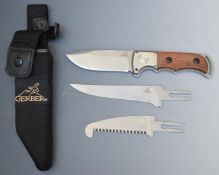 Gerber knife system with 9cm blade and two additional interchangeable blades, with sheath. PLEASE