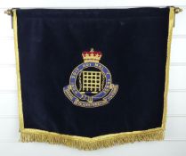 Royal Gloucestershire Hussars music stand banner of blue velvet with regimental bullion cypher /