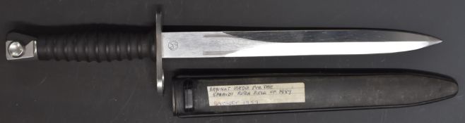 Swiss SIG 1957 pattern with 24cm double edged blade, 363963 to ricasso, with scabbard. PLEASE NOTE