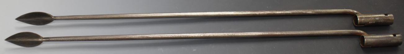 Two replica socket spear bayonets for the 1785 pattern Crespi system Egg breech loader carbine,