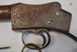 Swordstick with inlaid bone handle, lion pommel and India etched to 63cm blade. PLEASE NOTE ALL