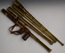 Four brass telescopes, one by BC & Co Ltd number 26346, Denhill de Luxe in leather case and one