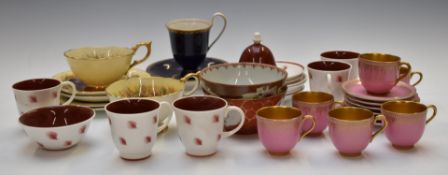 Royal Worcester jewelled demitasse teaware, Aynsley Orchard Gold, Susie Cooper, Chinese bowls etc