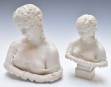 Two Parianware busts of Cymie, one probably Copeland but with no socle, the other Robinson and
