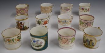 A collection of 18th/19thC coffee cans including Derby Imari, lustre, Miles Mason, Sèvres style etc
