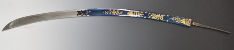 Reproduction Craig & Co 83cm blue and gilt sword blade. PLEASE NOTE ALL BLADED ITEMS ARE SUBJECT
