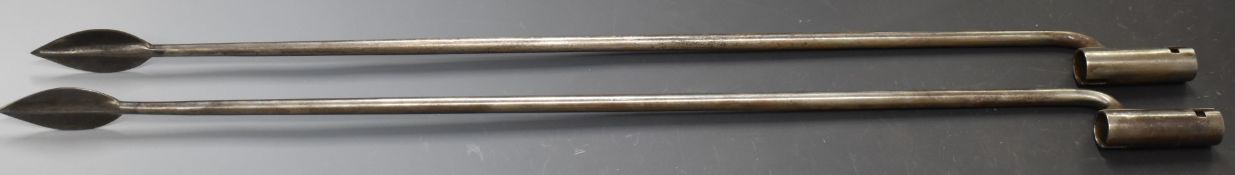 Two replica socket spear bayonets for the 1785 pattern Crespi system Egg breech loader carbine,