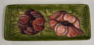 Moorcroft pen tray decorated in the Anemone pattern, 20 x 9cm