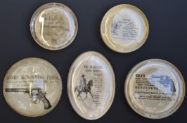 Five gun/ shooting related glass paperweights Demon Midland Gun Company, BSA Air Rifle, Colt's