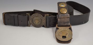 Boys Brigade leather belt and buckle together with another part brass buckle