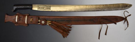 Machete by Sam Collins with 71cm blade and leather sheath. PLEASE NOTE ALL BLADED ITEMS ARE