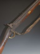 Unnamed 16 bore percussion hammer action gun with brass trigger guard, butt plate and mounts,