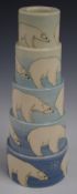 Dennis Chinaworks limited edition no7 stepped candlestick decorated in the Polar Bear pattern, Sally