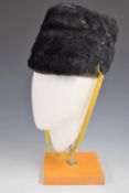 British Army Royal Gloucestershire Hussars fur busby, 1064 Willoughby to internal paper label.